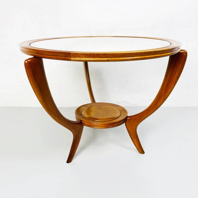 Mid-Century Italian Wooden Round Table, 1950s For Sale - Image 3 of 12