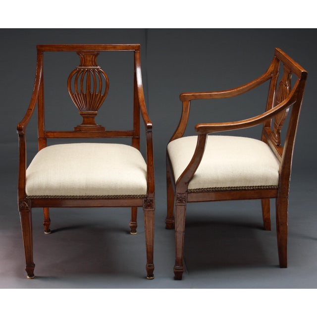 Early 19th Century Pair of Italian Neoclassical Armchairs, Early 19th Century For Sale - Image 5 of 12