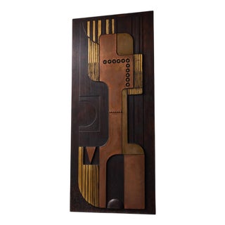 Nerone Ceccarelli, Large Abstract Sculpture: SC3, 1983, Brass, Copper & Wood For Sale