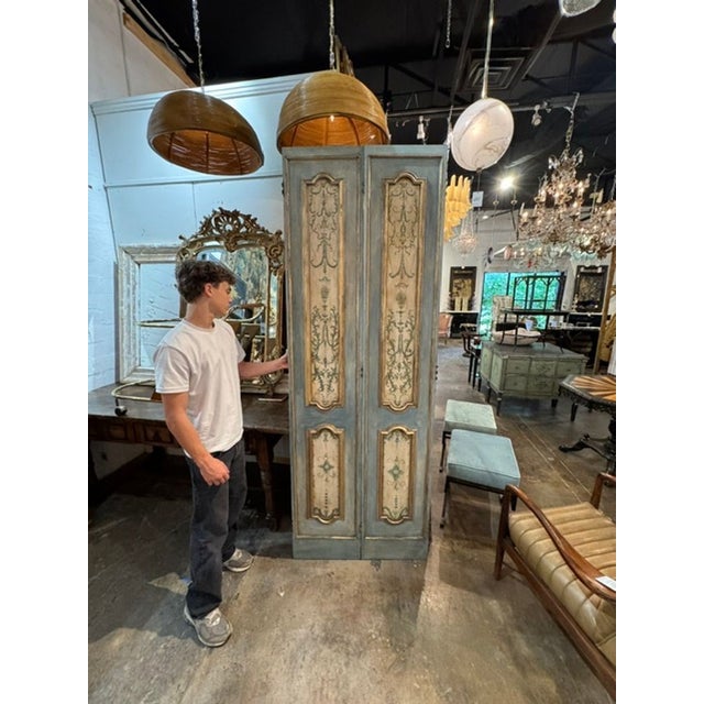 Green Pair of Italian Painted Doors For Sale - Image 8 of 8