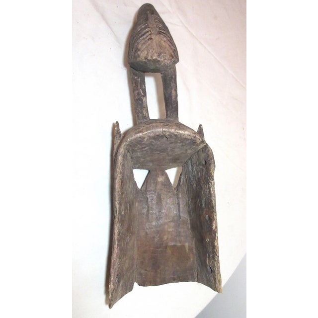 Brown Antique 19th Century Hand Carved Dogon Tribe Mali African Figural Bird Mask 1800 For Sale - Image 8 of 12