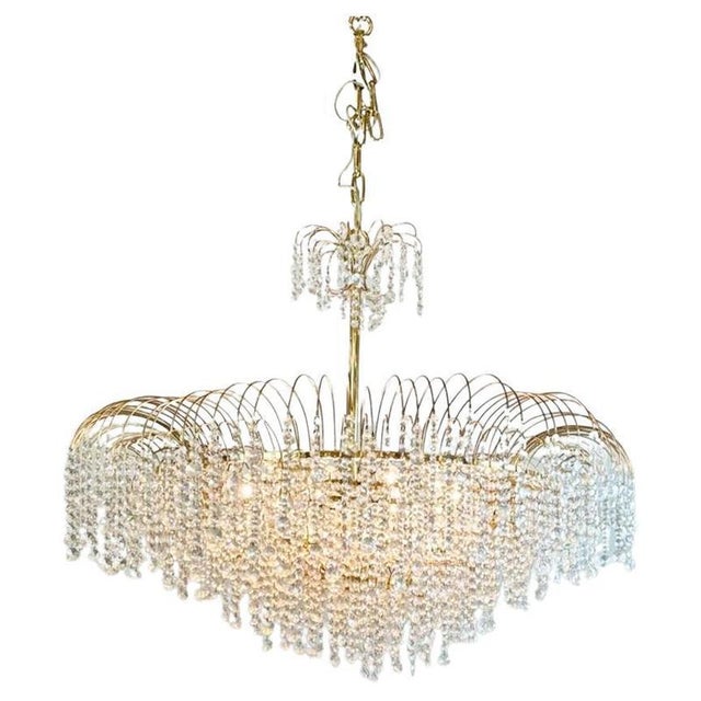 Large Glass and Brass Chandelier For Sale - Image 8 of 8