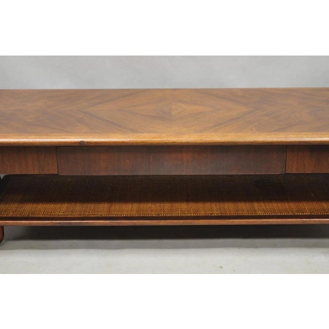 Vintage Mid Century Danish Modern Sculptural Walnut 1 Drawer Long Coffee Table For Sale - Image 12 of 15