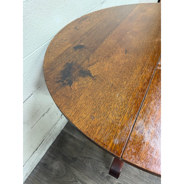 Arts & Crafts Antique Mission Arts & Crafts Quarter Sawn Tiger Oak Dining Table For Sale - Image 3 of 10