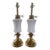 Vintage Stiffel Creamy White Ceramic and Brass Plume Buffet or Table Lamps, a Pair For Sale