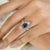 18k White Gold Art Deco Blue Sapphire and Diamond Wedding Ring Size 5 For Sale In New York - Image 6 of 12