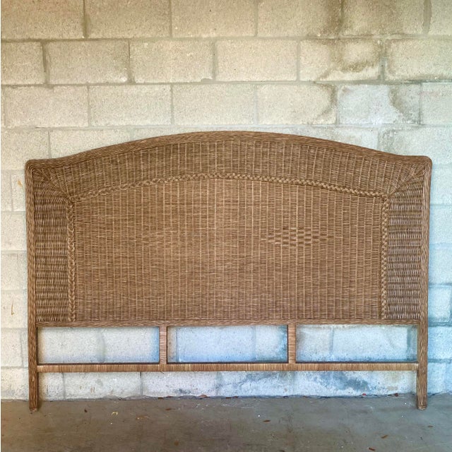 Vintage Coastal Woven Rattan Arched King Headboard Chairish