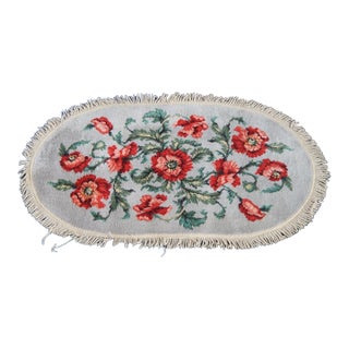 Karastan Decorette Poppy Moderne Floral Oval Area Rug Mat 45" For Sale