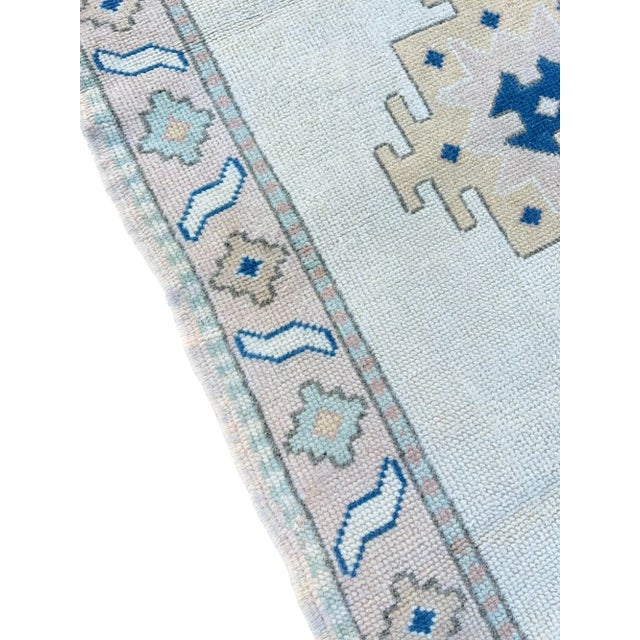 Textile Vintage Turkish Handknotted Blue Wool Rug For Sale - Image 7 of 9