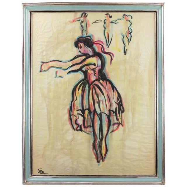 1960s Sirio Pellegrini, Ballerina, Watercolor, 1960s For Sale - Image 5 of 5