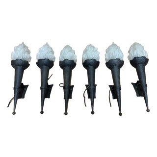 Wall Sconces and Torchères, France, 1950, Set of 6 For Sale