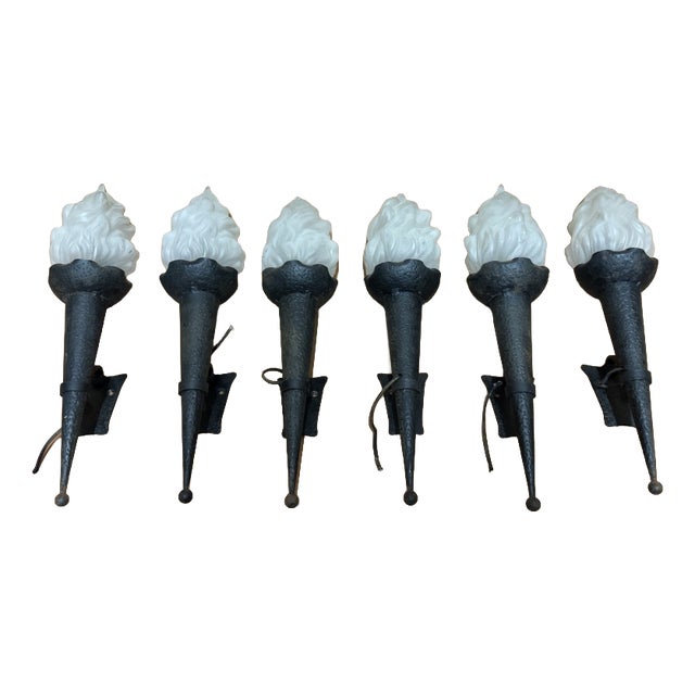 Wall Sconces and Torchères, France, 1950, Set of 6 For Sale