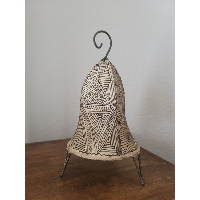 2020s Contemporary 14" Bell Shape Black and White Moroccan Traditional Henna Lamp For Sale - Image 5 of 8