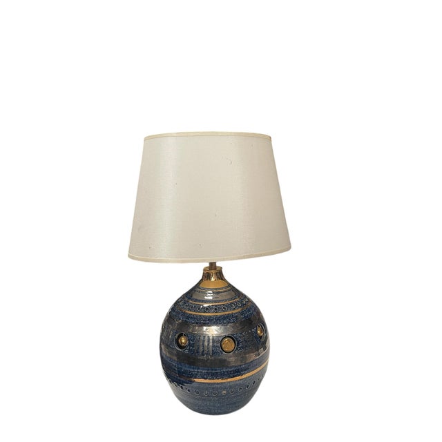 Blue Enamelled Ceramic Lamp by Georges Pelletier, 1970 For Sale - Image 8 of 8