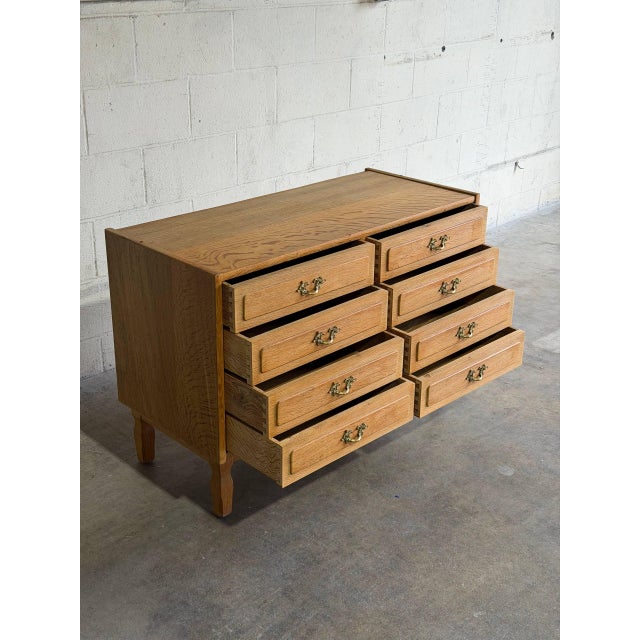 Oak in Style of Henning Kjærnulf Lowboy Wooden Dresser Lowboy Storage Chest Mid-Century Modern Denmark 1960s For Sale - Image 4 of 10