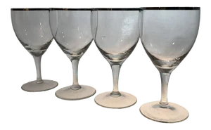Vintage Crystal Platinum Edge White Wine Stemware - Set of 4