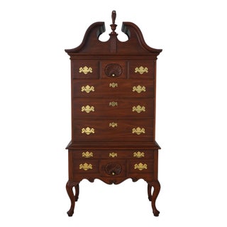 Henkel Harris 3 Part Cherry Highboy Chest of Drawers For Sale