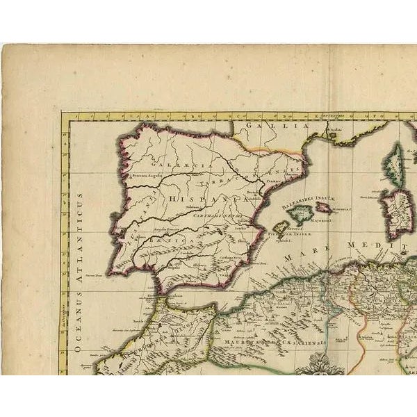 Antique map titled 'In Notitiam Ecclesiasticam Africae Tabula Geographica'. Very decorative hand-colored map of the...