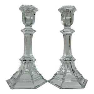 Vintage Crystal Candlestick Holders - a Pair