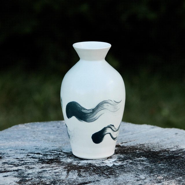 Contemporary Small Stoneware Vase For Sale - Image 3 of 4