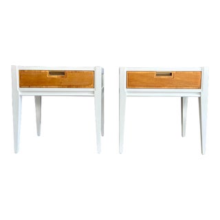 Vintage Mid Century White Wood Nightstands - a Pair For Sale