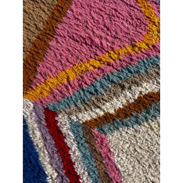 Berber Tribes of Morocco Handmade Boho Floor Carpet With Bold Multicolor Patterns For Sale - Image 4 of 10