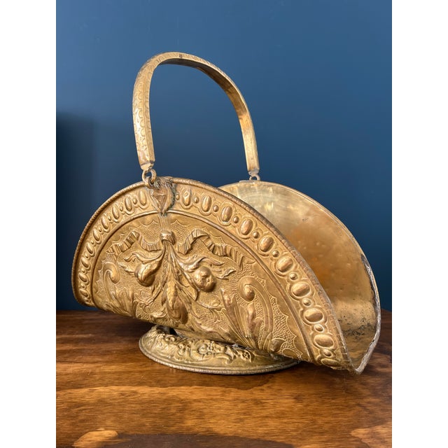 Late 19th Century 1880’s Embossed Brass Log Holder For Sale - Image 5 of 18