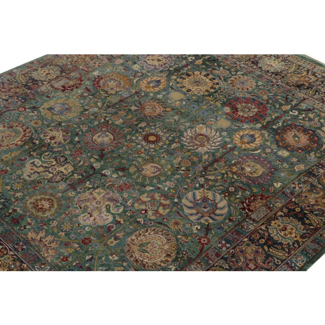 2010s Rug & Kilim’s Classic Garden Style Rug in Green, Blue and Polychromatic Florals For Sale - Image 5 of 7