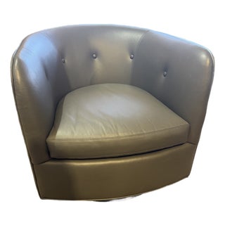 Milo Baughman Gray Leather Chair For Sale