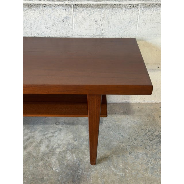 Long Danish Teak Rectangular Coffee Table With Built-in Magazine Shelf Mid-Century Modern 1960s For Sale - Image 9 of 13