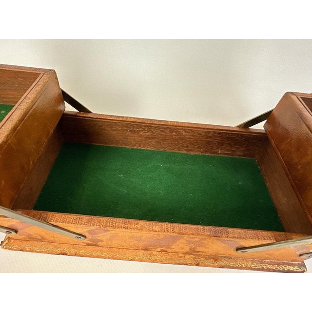 Tan Art Nouveau Leather Harmonica Jewelry Box, 1900s For Sale - Image 8 of 11