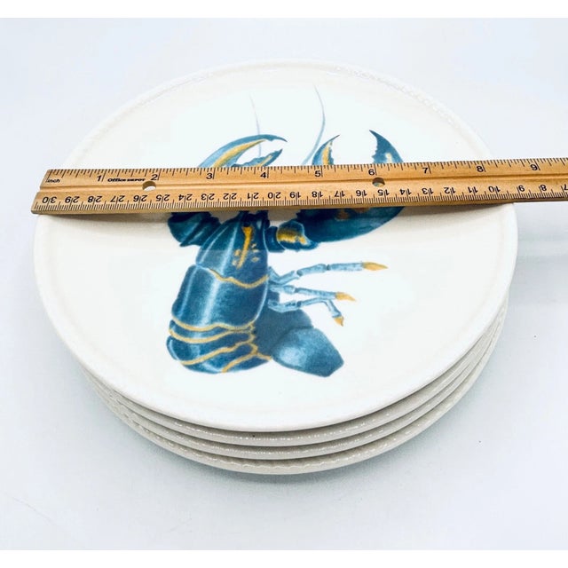 Mid-Century Modern Vintage Fitz & Floyd Cape Coral Home Blue Lobster Salad Plates- Set of 4 For Sale - Image 3 of 4