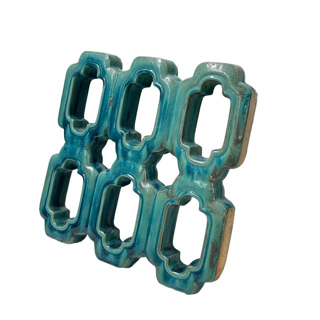 Chinese Rectangular Open Turquoise Mix Glaze Wall Floor Clay Tile For Sale - Image 10 of 11