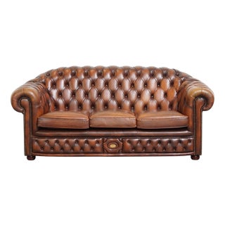 English Chesterfield Sofa in Cowhide For Sale