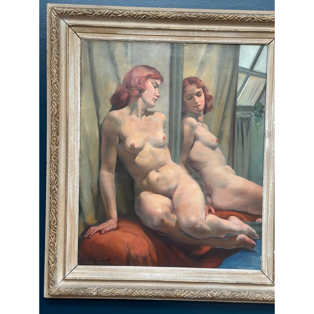 Philippe De Rougemont, Seated Woman at a Mirror, 1950s, Oil on Canvas, Framed For Sale - Image 10 of 18