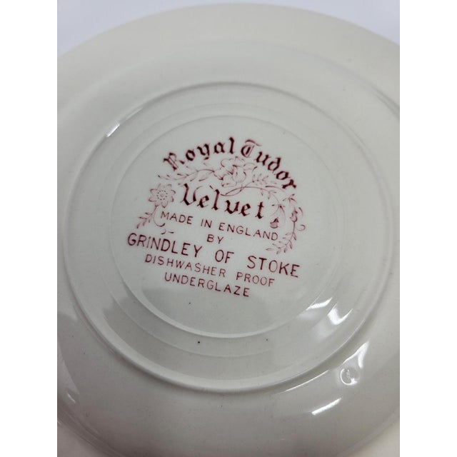 Ceramic Grindley of Stoke Royal Tudor Velvet Rose England Earthenware Dessert Service, 1980s, Set of 7 For Sale - Image 7 of 10