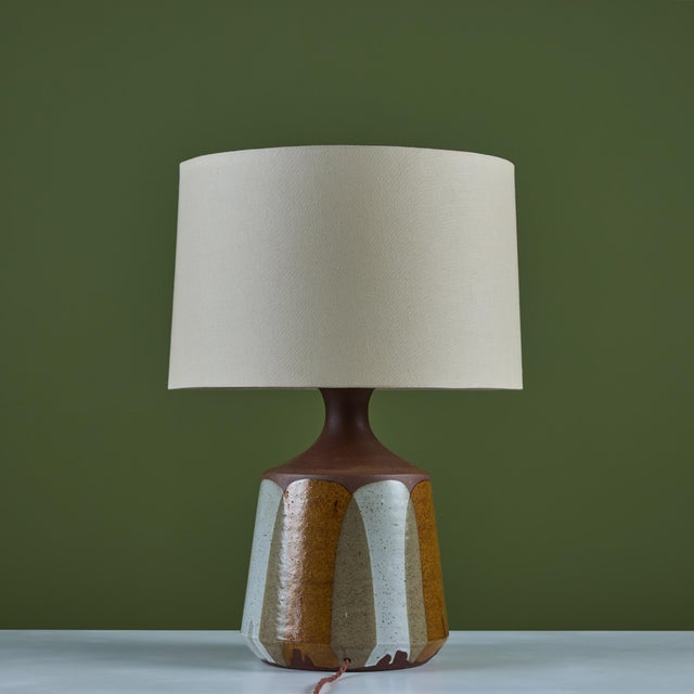Ceramic David Cressey Stoneware Flame Glaze Table Lamp For Sale - Image 7 of 12