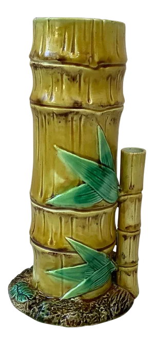 1872 Joseph Holdcroft Victorian Majolica Bamboo Vase