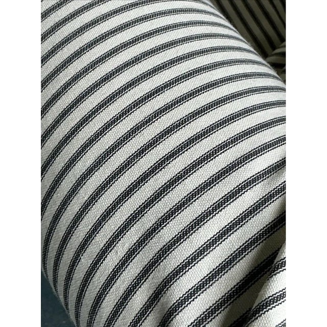 Vintage Regency Ticking Stripe Slipcover Camelback Sofas - A Pair For Sale - Image 9 of 11