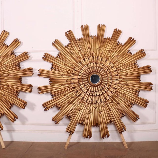 Italian Sunburst Mirrors, 1950s, Set of 2 For Sale - Image 3 of 16