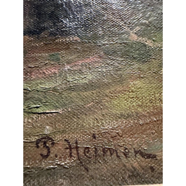 Paul Heimen, Rest in the Woods, Forest Landscape, Farmers, Campfire, Oil Painting on Canvas For Sale - Image 10 of 13
