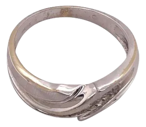 14 Karat White Gold Band Ring Wedding Band .20 Total Diamond Weight