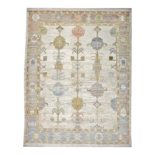 Turkish Oushak Wool 10x12 Gold, Ivory & Gray Handmade Area Rug #1144132 For Sale