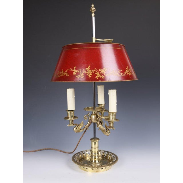 French late 19th century brass bouillotte table lamp with adjustable tôle shade, c.1880 a particularly elegant and...