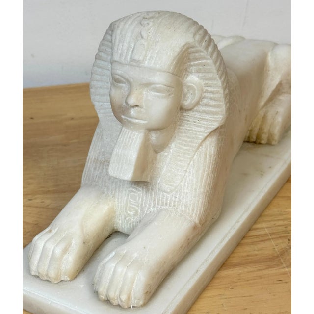 Pair of 19th Century Grand Tour Hand-Carved Marble Sphinx Sculptures For Sale - Image 9 of 12