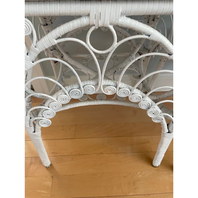 White Pair of Vintage Fiddle Head Wicker Side Tables For Sale - Image 8 of 11