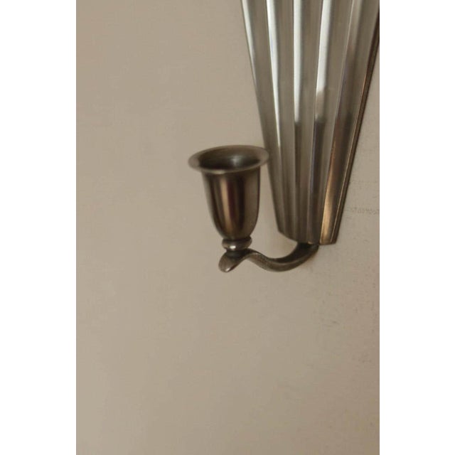 Metal Mid-Century Modern Swedish Grace Style Pewter Sconces by C.G. Hallberg, 1930s, Set of 2 For Sale - Image 7 of 18