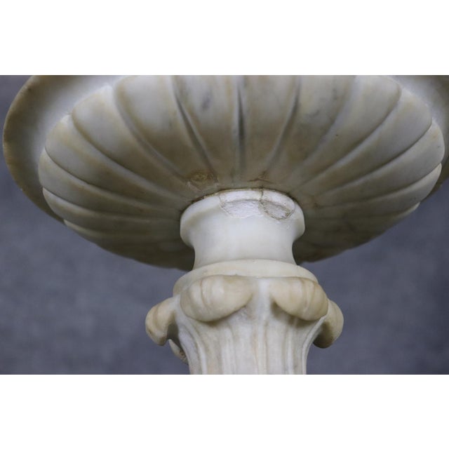 20th C Pair White Marble Figural Carved Pedestals Plantstands For Sale - Image 11 of 13
