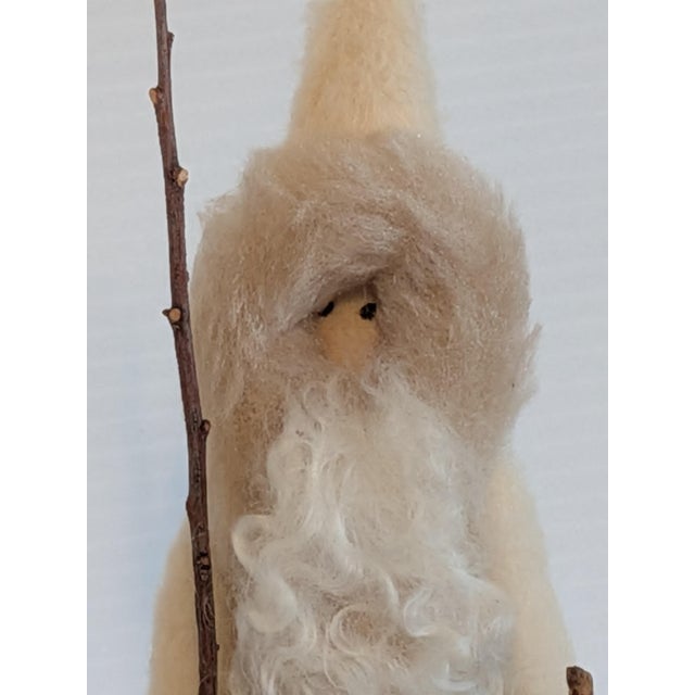 Vintage Folk Art Felted Wool Santas Pair Handcrafted For Sale - Image 4 of 8