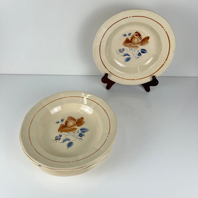20th Century Sarreguemines Soup Plates with Floral Motif, 1920s, Set of 6 For Sale - Image 3 of 14